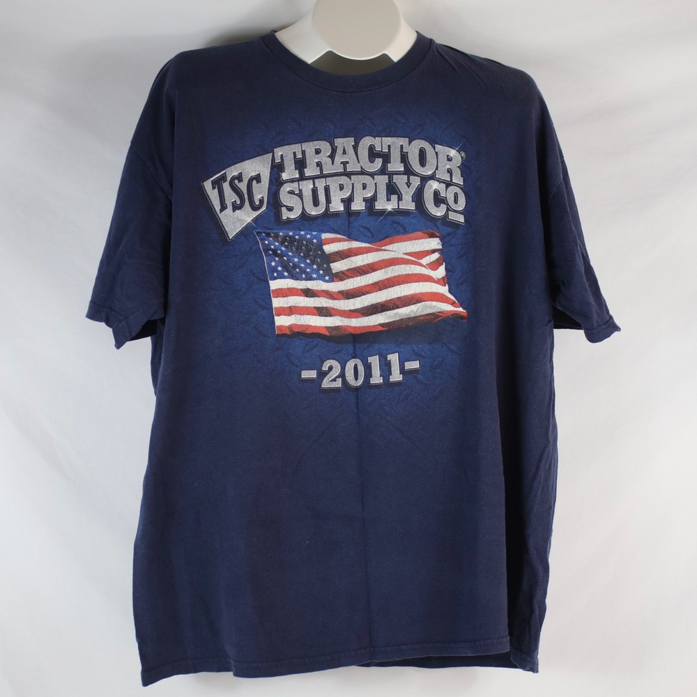 Tractor Supply Co. Navy Blue American Flag 2011 Graphic T-Shirt Men's Size XL